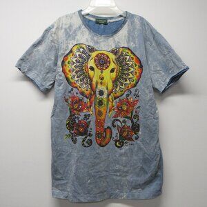 Kathmandu Imports Elephant Tie Dye No Time Cotton Short Sleeve T Shirt Adult L